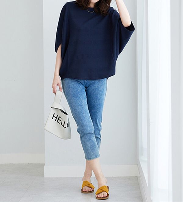 BELLUNA（ベルーナ）の「ボーダージャカードゆったりドルマンプルオーバー（カットソー）」｜詳細画像