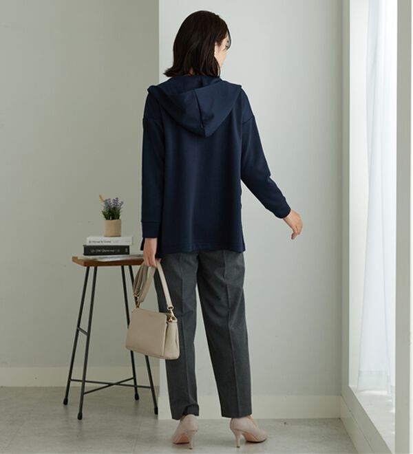 BELLUNA（ベルーナ）の「フードデザインとろみ素材ジップアップパーカー（パーカー）」｜詳細画像