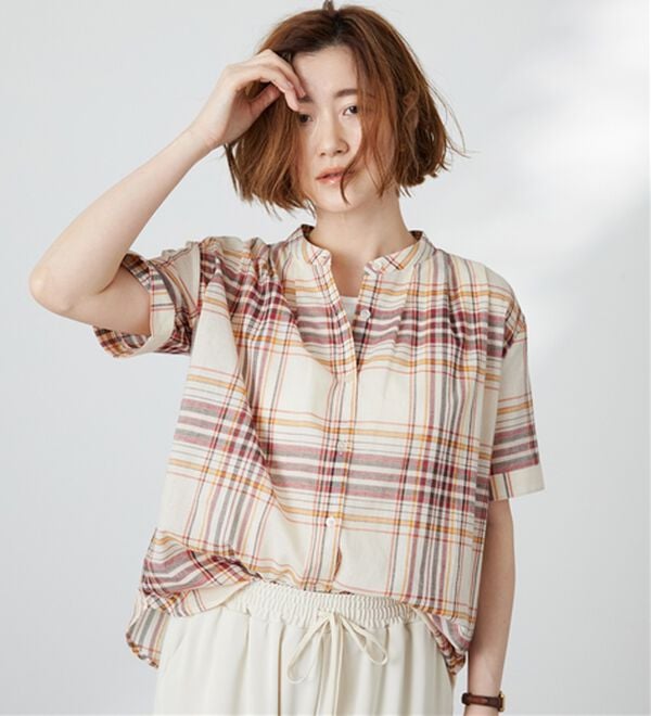 BELLUNA（ベルーナ）の「綿100％バンドカラーシャツブラウス（ブラウス）」｜詳細画像