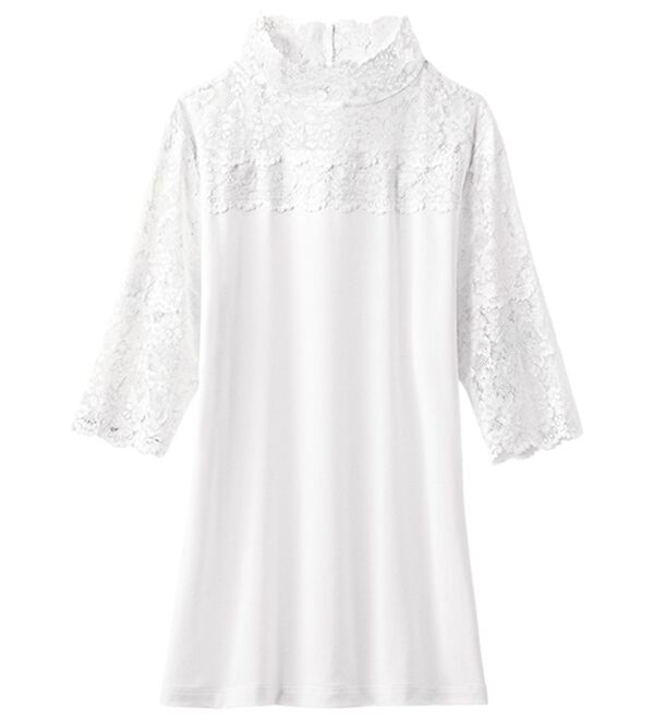 「【４色組】上品レースの汗取り付ハイネックインナー（肌着・インナーウェア）」｜詳細画像