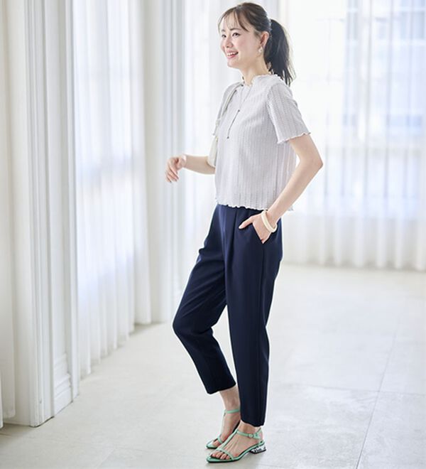 RANAN（ラナン）の「【選べる股下】ひんやり美脚シルエットタックパンツ（フルレングスパンツ）」｜詳細画像