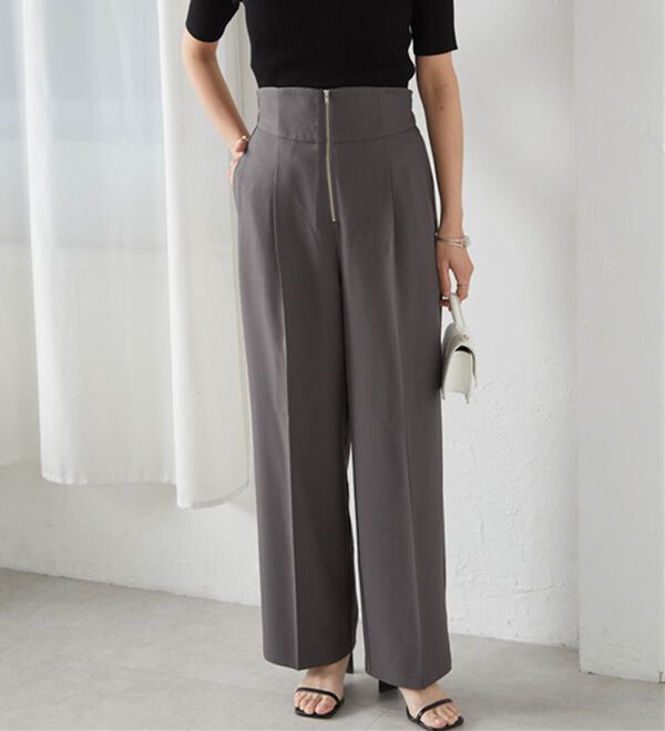 RANAN（ラナン）の「ハイウエストジップワイドパンツ（ワイドパンツ・ガウチョ）」｜詳細画像