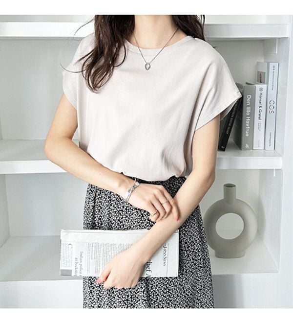 GeeRA（ジーラ）の「綿１００％前後２ＷＡＹシルケットフレンチスリーブカットソー（Tシャツ）」｜詳細画像