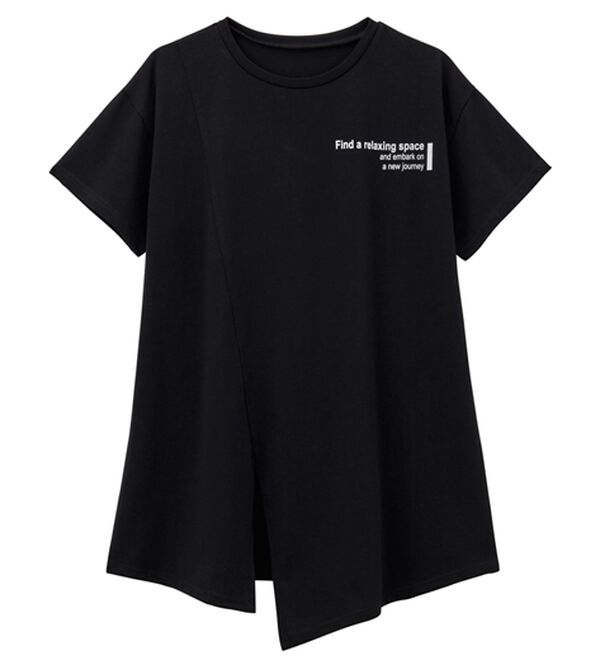 RANAN（ラナン）の「【ひんやり】ロゴプリントチュニックTシャツ（Tシャツ）」｜詳細画像