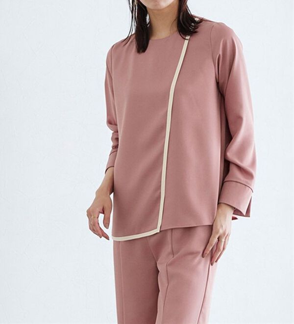 Pierrot（ピエロ）の「ラインデザインラップブラウス（ブラウス）」｜詳細画像