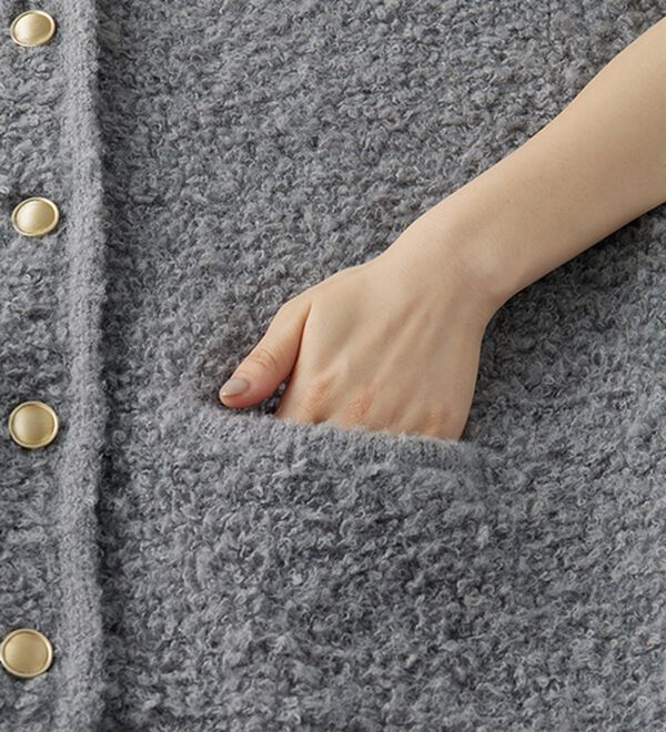 RANAN（ラナン）の「ゴールド調ボタンループ編みニットジャケット（ニットカーディガン）」｜詳細画像