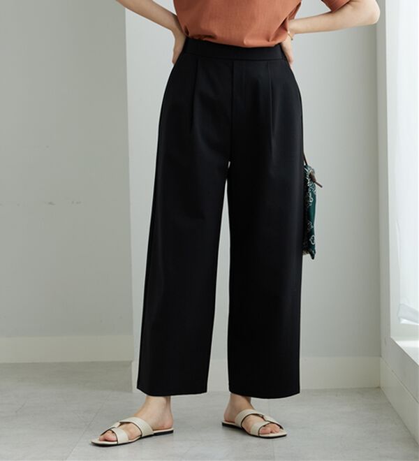 BELLUNA（ベルーナ）の「ポンチ素材タック使いワイドパンツ（ワイドパンツ・ガウチョ）」｜詳細画像