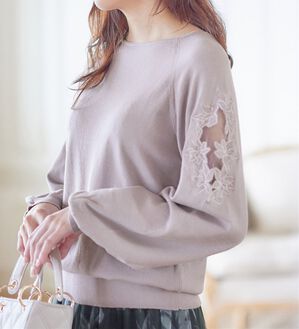 alotta（アロッタ）の「上品きれい見えレース刺しゅうニット（ニット・セーター）」｜詳細画像