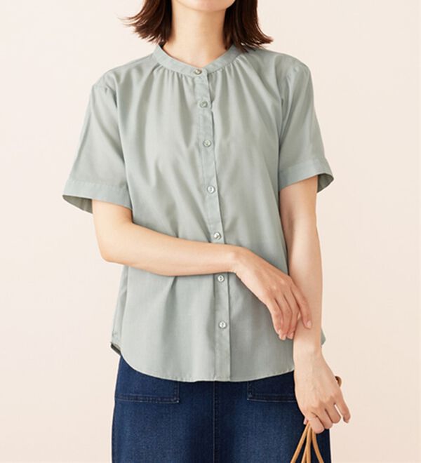 BELLUNA（ベルーナ）の「ギャザー使いバンドカラーブラウス（ブラウス）」｜詳細画像