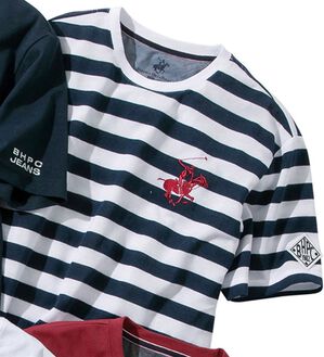 「＜ビバリーヒルズ・ポロクラブ＞選べるデザイン鹿の子Ｔシャツ（メンズＴシャツ）」｜ネイビーボーダー