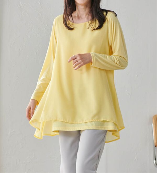 RANAN（ラナン）の「異素材切替フレアーチュニック（チュニック）」｜詳細画像