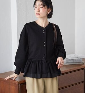 RANAN（ラナン）の「フリルぺプラムショートカーデ（その他カーディガン）」｜ブラック