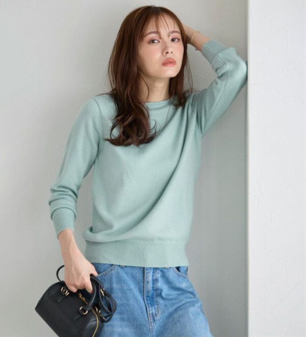 Pierrot（ピエロ）の「【Ｓ～３Ｌ】ネックが選べるプレミアムカシミヤタッチニット（ニット・セーター）」｜詳細画像