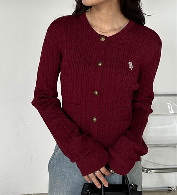 RANAN（ラナン）の「＜Ｕ．Ｓ．Ｐ＞ゴールド調ボタン刺繍ケーブルカーディガン（ニット・セーター）」｜詳細画像