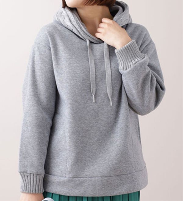 BELLUNA（ベルーナ）の「ケーブル切替デザインフードパーカー（パーカー）」｜杢グレー