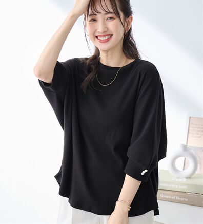 alotta（アロッタ）の「袖口パールゆるドルマンリブトップス（カットソー）」