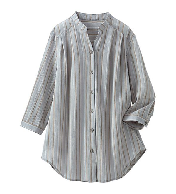 BELLUNA（ベルーナ）の「ストライプ柄スキッパーブラウス（ブラウス）」｜詳細画像