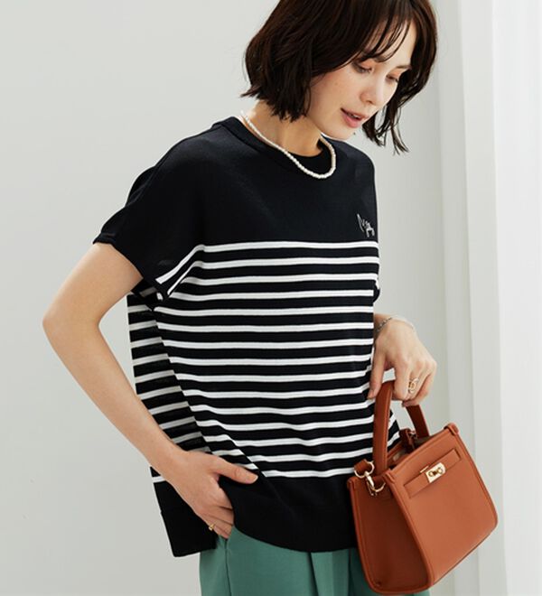 BELLUNA（ベルーナ）の「【快適Ｌａｂ．】Tシャツより上品！ひんやり洗えるニットＴ（ニット・セーター）」｜詳細画像