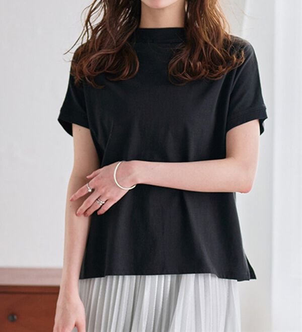 RANAN（ラナン）の「【選べる袖丈】＜BC＞綿100％プチハイネックＴシャツ（カットソー）」｜詳細画像