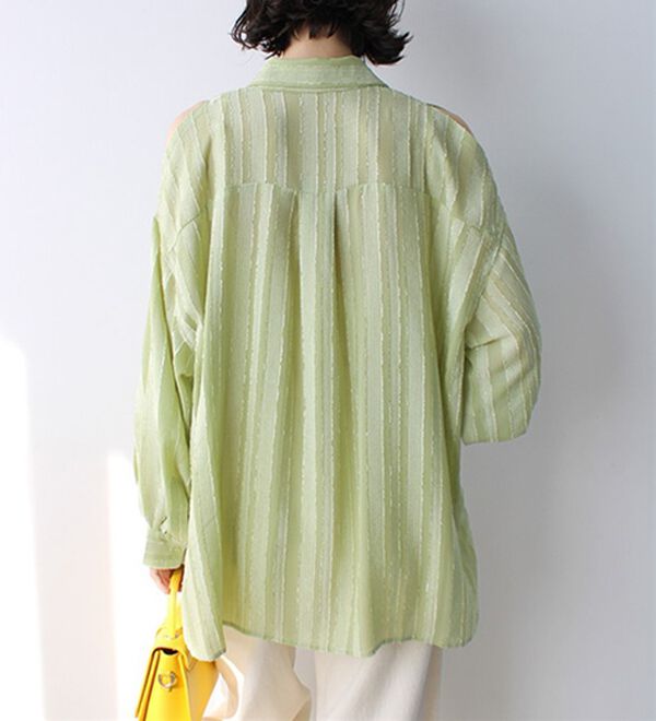 GeeRA（ジーラ）の「きらきらシアーストライプジャカードシャツ（シャツ）」｜詳細画像