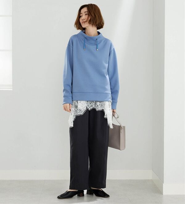 BELLUNA（ベルーナ）の「なめらかタッチ！もっちりん裾ジッププルオーバー（カットソー）」｜詳細画像