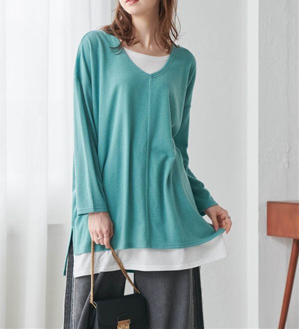 RANAN（ラナン）の「レイヤード風ニットソーチュニック（チュニック）」｜詳細画像