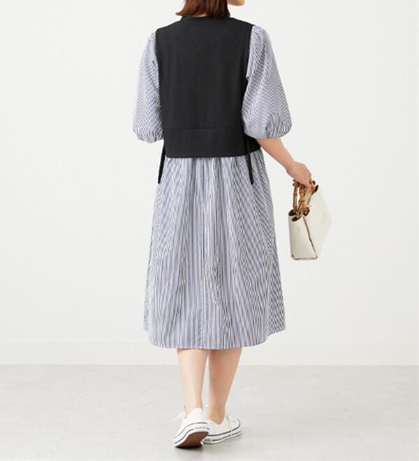 BELLUNA（ベルーナ）の「ベルト使い異素材切替ワンピ―ス（その他ワンピース）」｜詳細画像