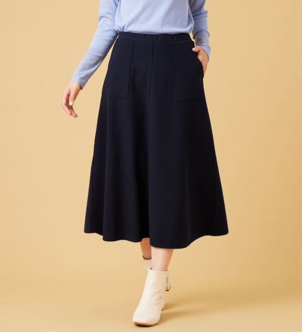 BELLUNA（ベルーナ）の「ふんわりメルトン素材ポケット付スカート（ロングスカート）」｜詳細画像