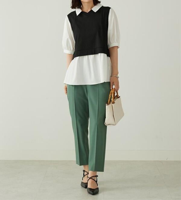 BELLUNA（ベルーナ）の「衿付きVネック異素材切替チュニック（チュニック）」｜詳細画像