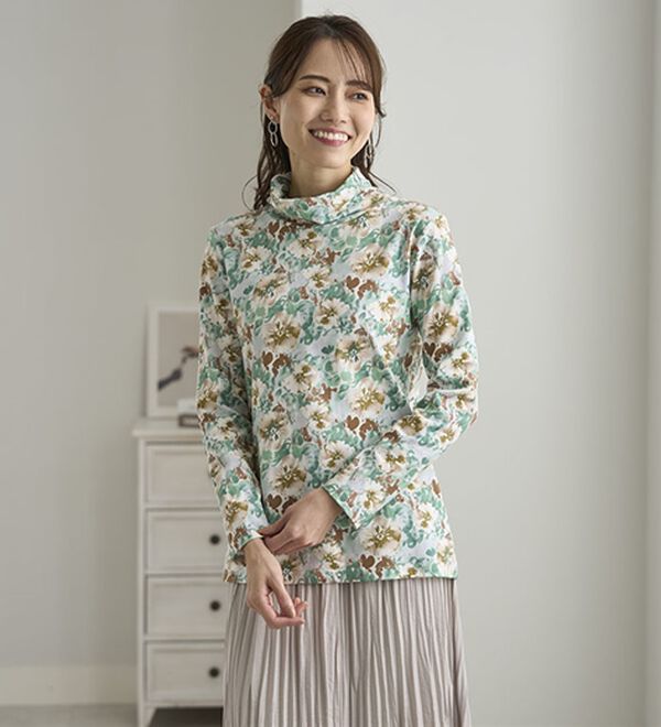 BELLUNA（ベルーナ）の「テンセル（ＴＭ）繊維・コットンプリントプルオーバー（カットソー）」｜詳細画像