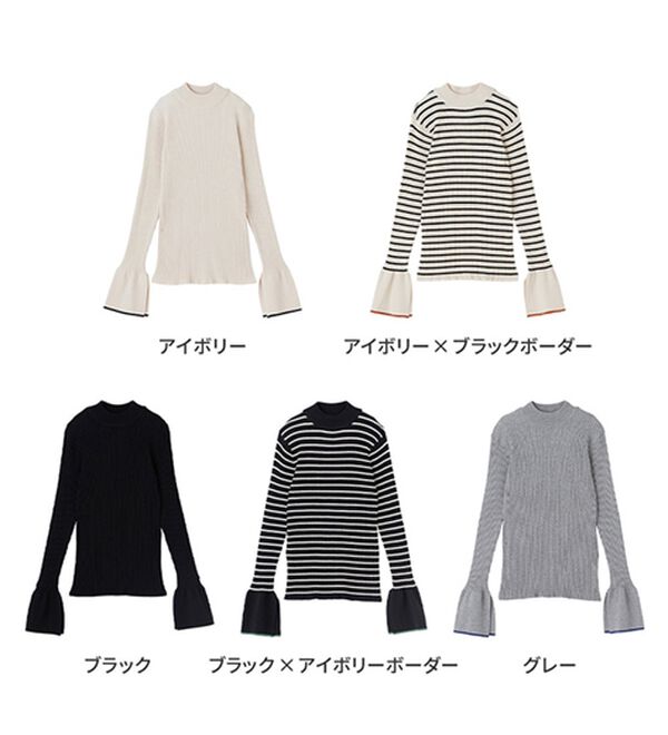 GeeRA（ジーラ）の「配色フレアリブニットトップス（ニット・セーター）」｜詳細画像