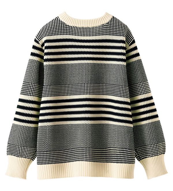 BELLUNA（ベルーナ）の「パールビーズがかわいいボーダーカーディガン（ニットカーディガン）」｜詳細画像