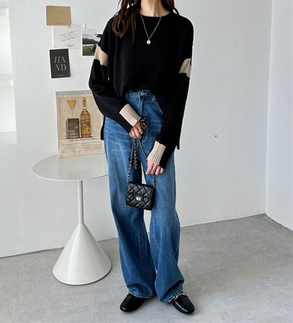 GeeRA（ジーラ）の「配色ラインニットプルオーバー（ニット・セーター）」｜詳細画像