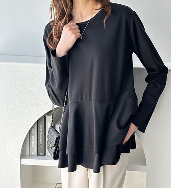 GeeRA（ジーラ）の「きれいめポンチペプラムティアードカットソー（カットソー）」｜詳細画像