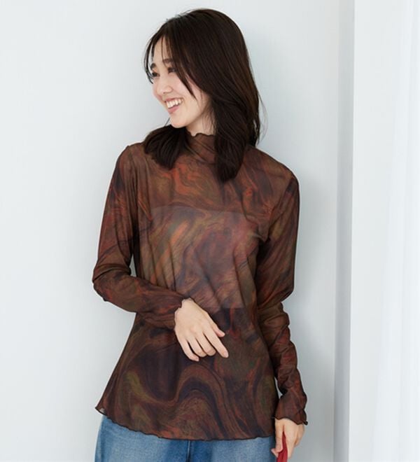 BELLUNA（ベルーナ）の「【重ね着インナー】シアー素材ハイネックインナープルオーバー（カットソー）」｜詳細画像