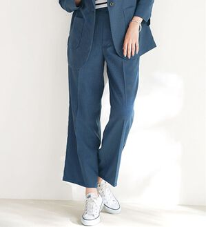 BELLUNA（ベルーナ）の「リネンライクワイドパンツ（ワイドパンツ・ガウチョ）」｜ネイビー