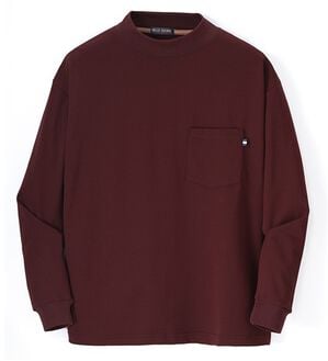「肌側しっとりなめらか吸湿発熱ハイネック（メンズＴシャツ）」｜ワイン