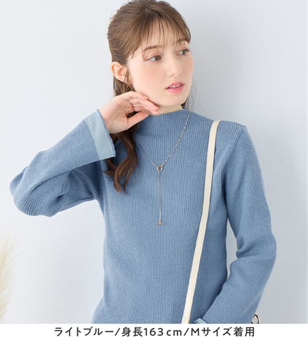 alotta（アロッタ）の「パチパチしにくい！洗える袖シアー切替ニットプルオーバー（ニット・セーター）」｜詳細画像