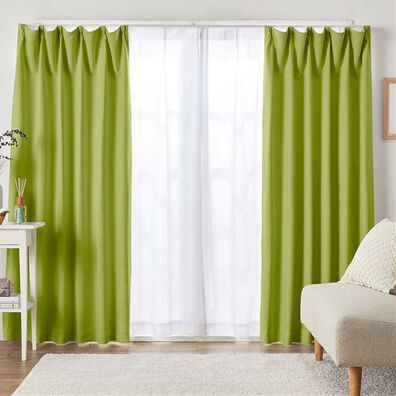 iellio（イエリオ）の「１・２級遮光＆断熱保温＆ＵＶ見えにくいレース付カーテンセット＜４枚組・遮光１級・洗える・無地＞（ドレープカーテン）」