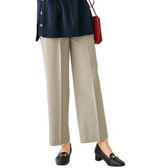 BELLUNA（ベルーナ）の「サマ見え（Ｓ）美脚タック使いワイドパンツ（ワイドパンツ・ガウチョ）」｜グレージュ