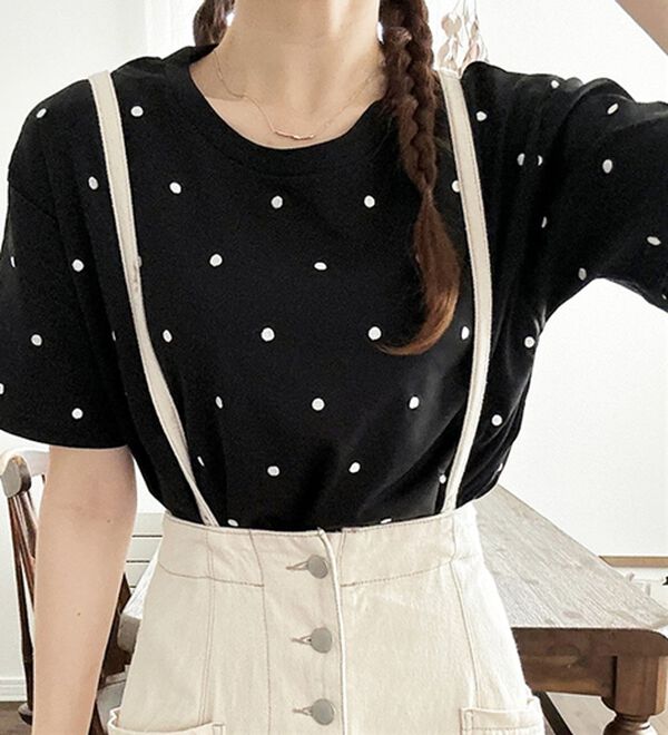 GeeRA（ジーラ）の「綿１００％ドット刺しゅうシルケットＴシャツ（Tシャツ）」｜詳細画像