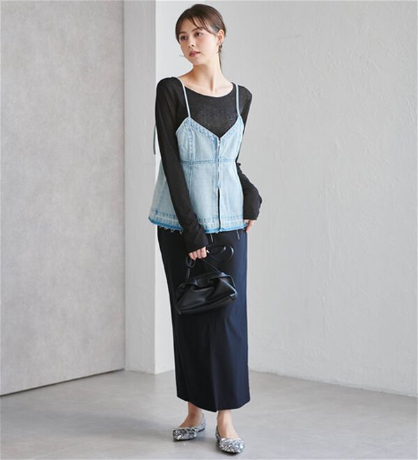 RANAN（ラナン）の「デニム素材キャミビスチェ（タンクトップ・キャミソール）」｜詳細画像