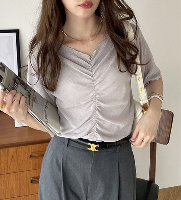 GeeRA（ジーラ）の「Ｖネックシャーリングカットソー（カットソー）」｜詳細画像