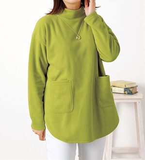 BELLUNA（ベルーナ）の「ポケット付裾ラウンドフリースプルオーバー（チュニック）」｜イエロー