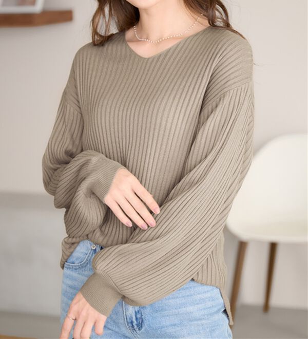 alotta（アロッタ）の「【洗える】カシミヤタッチボリューム袖ニット（ニット・セーター）」｜詳細画像