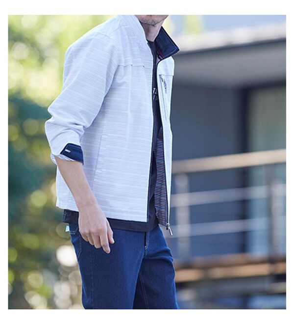 「＜ダンロップ・リファインド＞羽織ってお洒落な裏ボーダージャケット（メンズジャケット）」｜詳細画像