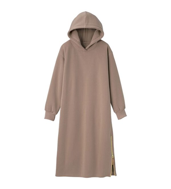 GeeRA（ジーラ）の「裏起毛裾ファスナーパーカーワンピース（カットソーワンピース）」｜詳細画像