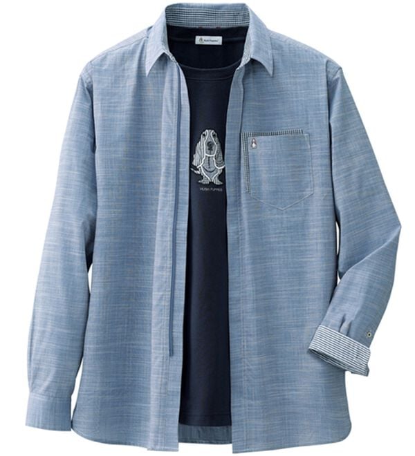 「＜ハッシュパピー＞シャツアンサンブル（メンズシャツ）」｜ネイビ－