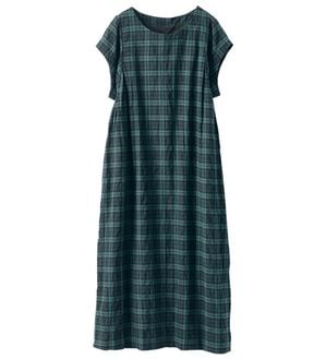 BELLUNA（ベルーナ）の「＜＆ｃｏｃｏｃｈｉ＞シャーリング素材チェック柄ゆったりワンピース（シャツワンピース）」｜ブラックウォッチ