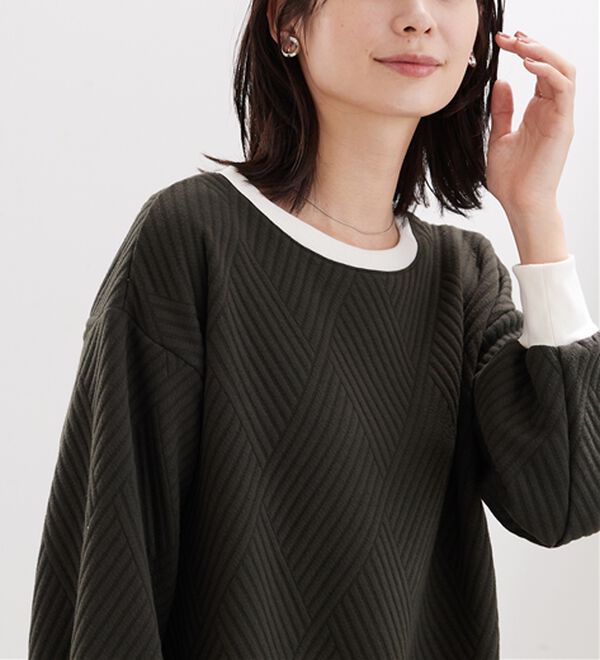 BELLUNA（ベルーナ）の「幾何柄ジャカード配色リブプルオーバー（カットソー）」｜詳細画像